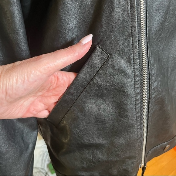 Princess Polly Next In Line Faux Leather Biker Jacket Black Moto Oversized S/M - Picture 4 of 11